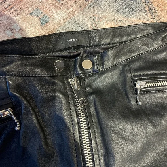 Diesel Y2K black leather miniskirt